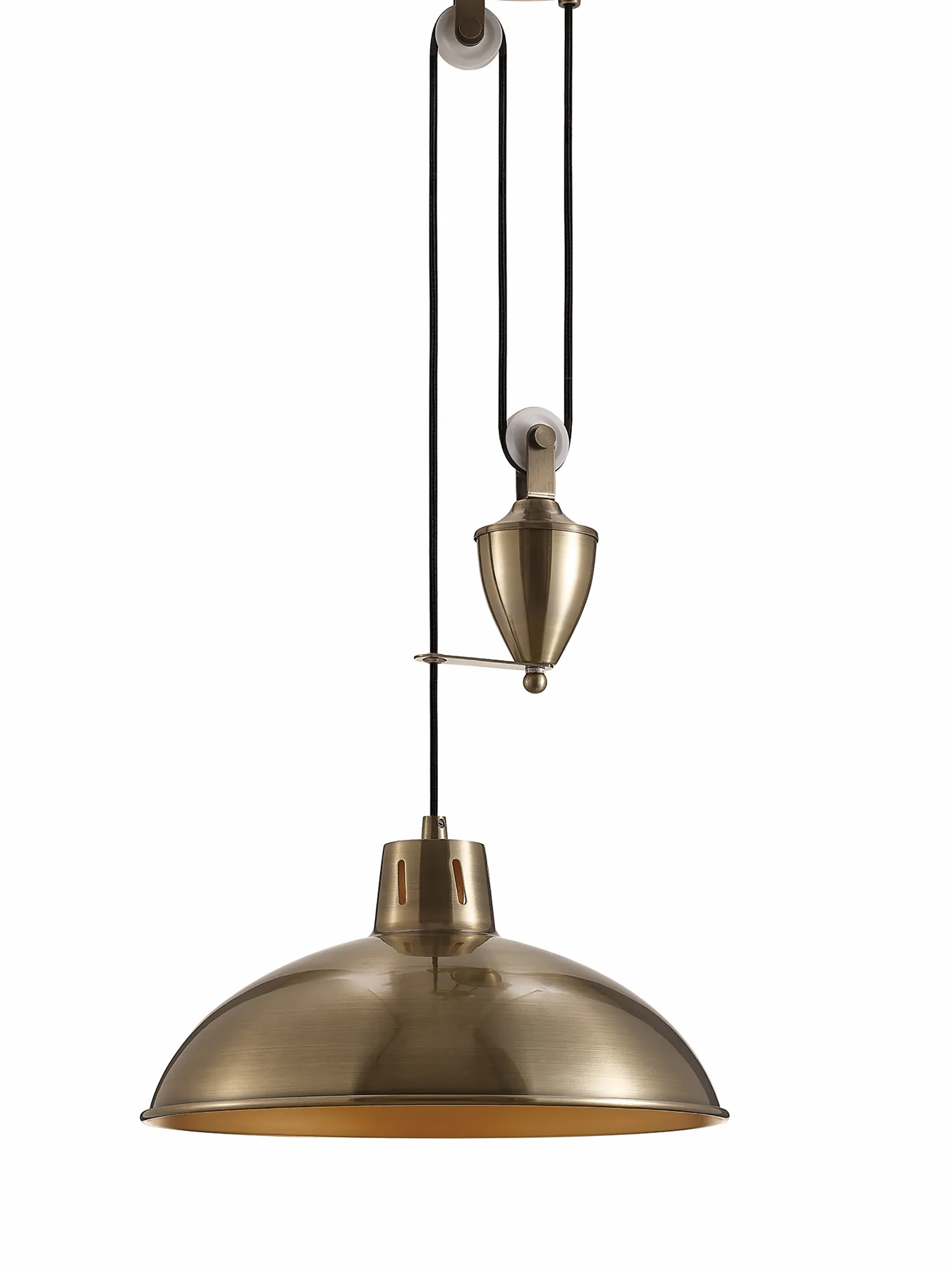 Wellington Pulley System Pendant 1 Light Antique Brass D0147  Deco Wellington